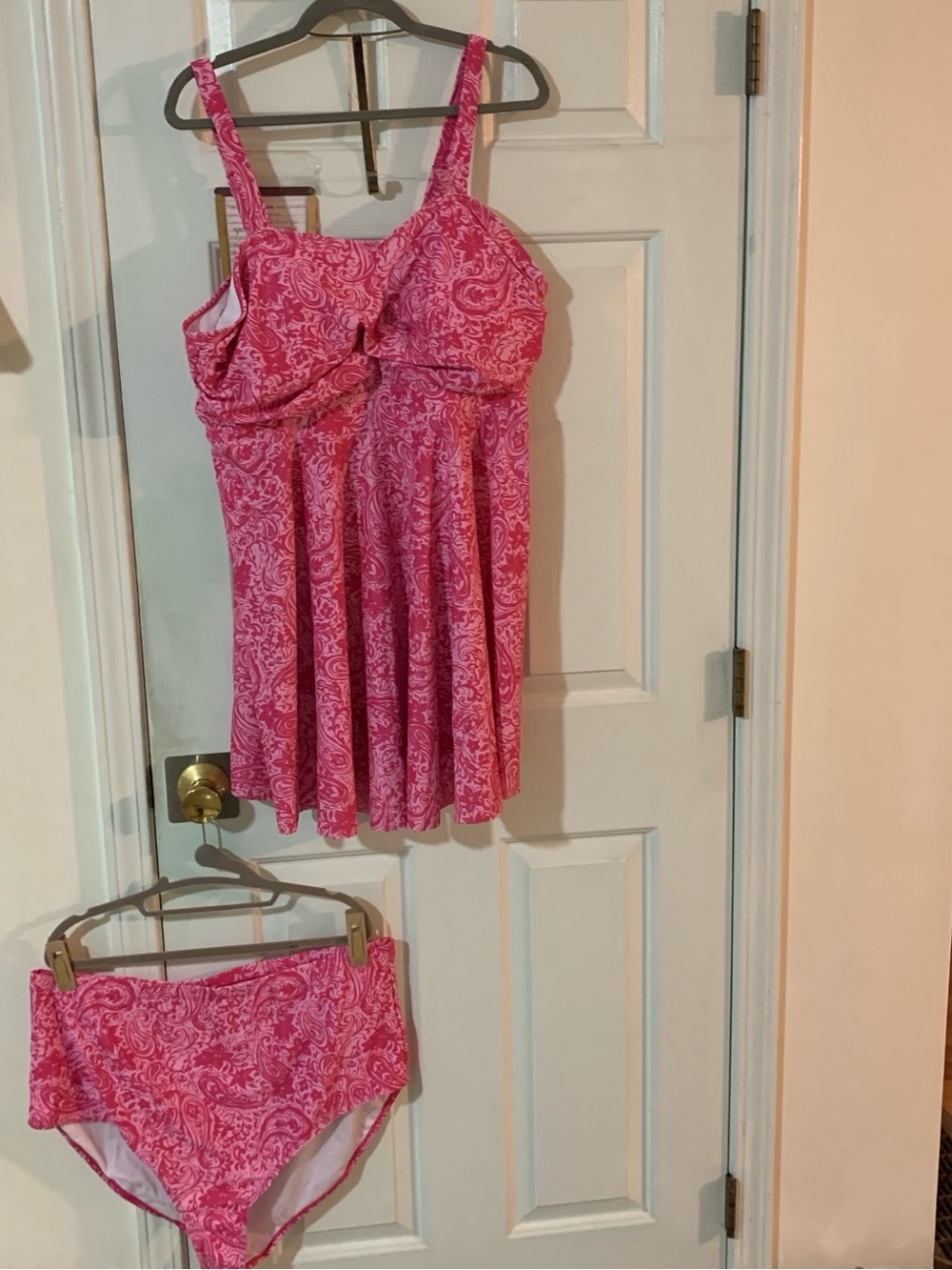 BloomChic Hot Pink Paisley Skirted Swimsuit with Matching High-Waist Brief